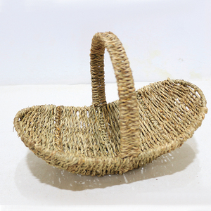 Nouveau panier de jardin en jonc de mer tressé à la main, design bateau, pour fleurs et rangement de pain, avec poignée - Product Image 4