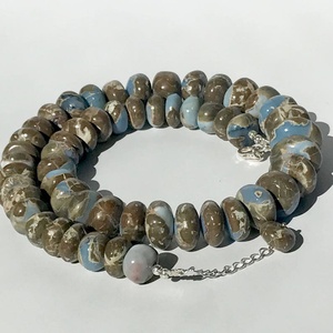 Oregon Opal Beaded Strand Hand Carved 925 Sterling Silver Blue Stone Bracelet October Birthstone Gift - Product Image 4