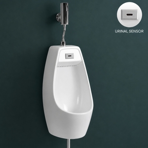 Urinoir mural moderne en céramique UNIQUE avec capteur, design écologique, chasse d'eau par gravité 1,5 GPF - Product Image 3
