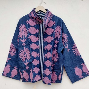 2026 Handmade <b>Reversible</b> Indian <b>Coat</b> Floral Embroidered Suzani Jacket in 100% Cotton Winter Printed Wool Lining Wholesale - Product Image 5