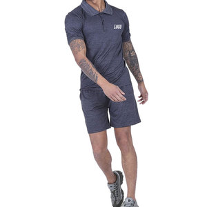 Turn <b>Down</b> Collar Design Men Sports Style Tee Shirt And Shorts Set Comfortable Casual Summer Outfit For Outdoor Activities Casual - Product Image 1