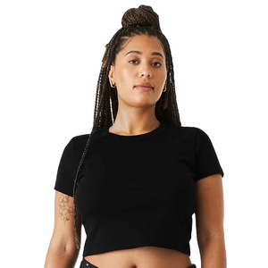 Camiseta Corta de Algodón Elástico Ajustada para Mujer, Estilo Urbano, con Estampado Gráfico Personalizado, Venta al por Mayor para Proveedores - Product Image 1