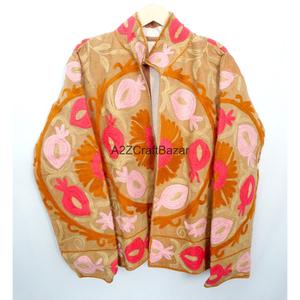 Veste en cotisse vintage brodée de fleurs, doublure en coton, séchage rapide, écologique, pour le printemps, l'été, l'automne et l'hiver - Product Image 1