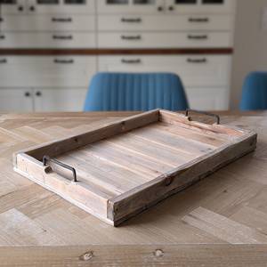 Bandeja de Madera en Color Gris Rústico, Forma Rectangular Resistente con Asas Prácticas, Ideal para Servir con Estilo - Product Image 1