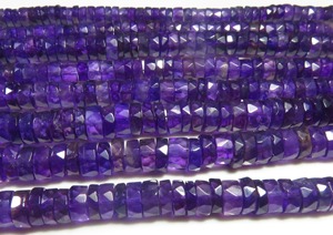 Cuentas de Amatista Púrpura en Forma de Rueda de 6mm, Perforadas al Centro, Facetadas, Planas, Tipo Disco, Hilo de 16 Pulgadas, Cuentas Heishi de Amatista Púrpura Natural de Primera Calidad - Product Image 2