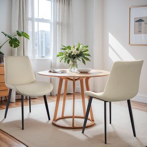 Set di 4 Sedie da Pranzo Moderne in Pelle PU Grigio Chiaro con Gambe in Metallo per Cucina, Ristorante, Soggiorno e Sala Riunioni - Product Image 2