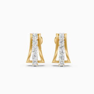 Pendientes de barra curva con diamantes cultivados éticamente de 0.27 ct en oro amarillo, blanco y rosa de 9 quilates - Product Image 3