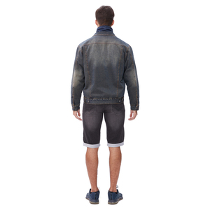 High Quality Men's Denim <b>Jacket</b> with Zipper Front Embroidered Lapels - Product Image 6