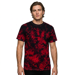 T-shirt décontracté pour homme en coton 100% tricoté, coupe ample, col rond, rouge et noir, respectueux de l'environnement - Product Image 2
