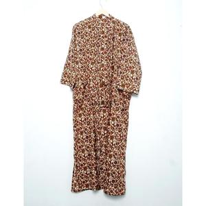 Robe Kimono Vintage en Soie Douce Assortie pour Femme, Faite à la Main, Imprimé Floral, Col en V, Taille Élastique, Manches Trois-Quarts, Automne, Lisse - Product Image 3