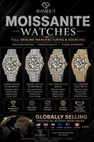 Montre à quartz de haute qualité pour homme, fermoir caché à bouton-poussoir, acier inoxydable, moissanite, verre cristal 20 mm, style analogique unique