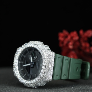 Montre Hip Hop VVS Moissanite Iced Out, Montre Diamantée Bust Down, Mouvement Quartz, Bracelet Vert Luxe, Vente en Gros - Product Image 4