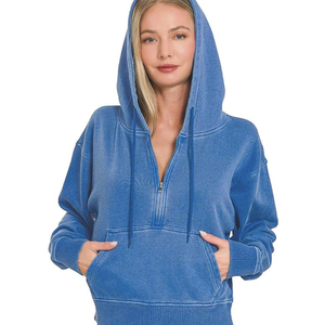 Sudadera con capucha de forro polar de ajuste regular, bordada, lisa, deportiva, informal, estilo urbano, gruesa, extragrande, personalizada, para invierno, al por mayor - Product Image 2