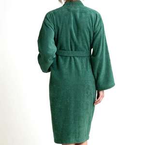 Bata de lujo para mujer con cuello chal, suave, cómoda, absorbente, mezcla de algodón, para estar en casa, spa u hotel - Product Image 4