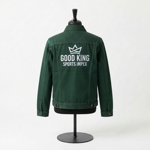 Vestes en jean élégantes pour hommes, hiver, col montant, logo sur le devant, taille et couleur personnalisées, 100% coton, écologiques - Product Image 5