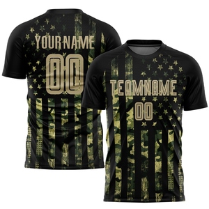 Maillot de football personnalisé de qualité supérieure, motif camouflage Vegas or-noir, drapeau américain, sublimation, vente en gros directe - Product Image 1