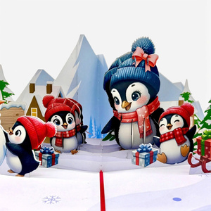 Wholesale Merry Christmas Penguin Christmas Pop-Up Card 3D Pop Angel <b>Paper</b> Art Gift Custom Bulk Orders <b>Handmade</b> Holiday Greeting - Product Image 2
