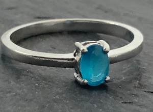 Anillo Vintage de Plata de Ley con Topacio, Talla P, Hecho a Mano, Joyería con Gema Azul, Anillo Elegante de Moda, Regalo para Mujer - Product Image 3