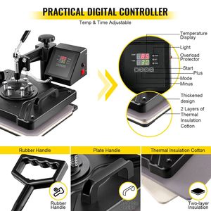 Presse à chaud automatique 8-en-1 pour sublimation 12"x15" + traceur de découpe vinyle 14" pour T-shirts, mugs, casquettes, stylos, fûts d'huile jusqu'à 100 cm - Product Image 4
