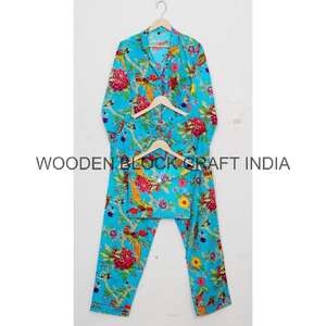 Latest Trendy 100% cotton fabric Pajama Set Sleepwear Set for <b>Women</b> <b>Top</b> Quality Digital Prints with Customize size Available - Product Image 6