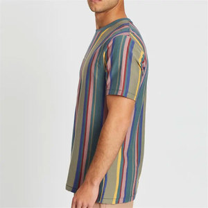 <b>Men's</b> <b>Striped</b> Short Sleeve <b>T</b>-<b>Shirt</b> O-Neck Regular Fit Casual Woven Printed Design Multicolor Pattern <b>T</b>-<b>Shirt</b> For <b>Men</b> - Product Image 4
