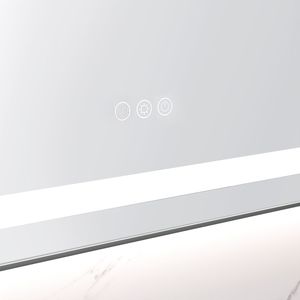 55X30 Pouces Mur Monté LED Salle De Bains Vanité Miroir En Aluminium Cadre Anti-Brouillard Mémoire Avant Rétro-Éclairage 3 Couleurs Stepless Dimmable - Product Image 4