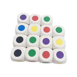 30mm Wooden Round Corner White <b>Dice</b> Color Dot - Product Image 1
