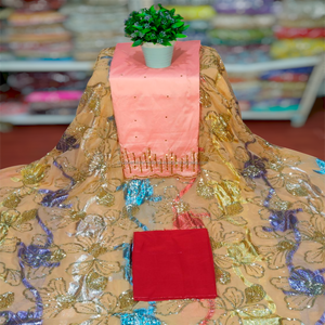 La mejor calidad, tejido indio de sarga flameado con cuentas, tela Fransawi Dirac, vestido tradicional somalí para niñas, estampado, diseño Floral Jacquard - Product Image 6