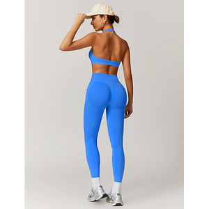 Ensemble de yoga pour femme : Soutien-gorge de sport à bords découpés au laser, Legging taille haute, Dos nageur à bretelles, Transition sans couture en Nylon Spandex - Product Image 4