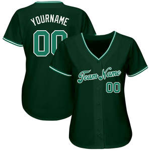 Maillot de baseball vert personnalisé unisexe pour adulte, manches courtes, boutons sur le devant, numéros d'équipe imprimés, polyester respirant - Product Image 3
