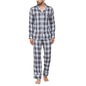 Ensemble de pyjama en flanelle pour homme, 2 pièces, haut à manches longues à carreaux avec boutons et poche, pantalon à taille élastique, vêtements de nuit décontractés, vêtements d'automne - Product Image 1