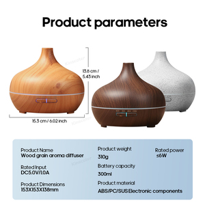 Gran oferta, difusor de Aroma de grano de madera claro colorido, hogar, 300ml, Humidificador ultrasónico de niebla fría, difusor de aceite con temporizador de Control remoto - Product Image 6
