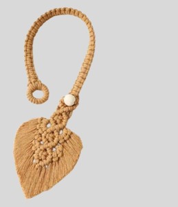 Macrame Leaf <b>Curtain</b> Tiebacks Set of 2 Handwoven Cotton Boho Window Holdbacks - Product Image 3