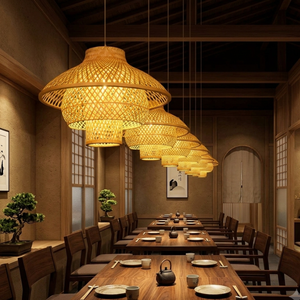 Handmade 3-Tier Bamboo Pendant Light <b>Lantern</b> Vintage Woven <b>Rattan</b> Hanging Lamp for Restaurant, Hotel, and Home Decor - Product Image 4