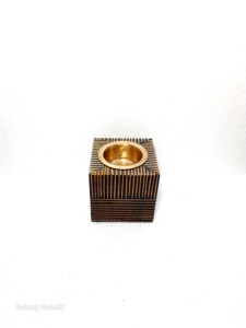 Hand-Made wooden Incense <b>Burner</b> With Brass Insert Black Wood Geometric Design Aromatic Use All-Season - Product Image 4