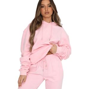 Sudaderas con capucha de gran tamaño para mujer con estampado de logotipo personalizado, capucha con cordón para Fitness, sudaderas con parte inferior de costilla de lana de algodón 100% - Product Image 6