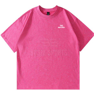 Camiseta con Pedrería al Por Mayor, 100% Algodón, Cuello Redondo, Diseño de Logotipo Personalizado OEM - Product Image 2