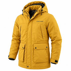 Parka d'hiver coupe-vent pour homme 2026, couleur unie, avec fermeture éclair et rembourrage en coton, élégante, décontractée, grande taille, OEM - Product Image 3