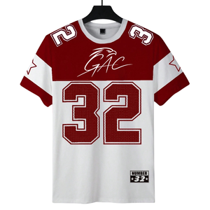 Camiseta Deportiva Sublimada Roja y Blanca para Hombre, Manga Corta, Transpirable, de Secado Rápido, 100% Poliéster, para Entrenamiento Atlético, Informal, Talla XL - Product Image 1