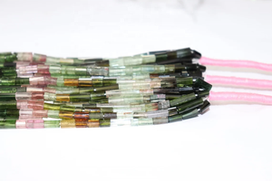 Perles à facettes en pierres précieuses naturelles de 15 pouces Tube multi-tourmaline 4*8mm Pierres à facettes - Product Image 4