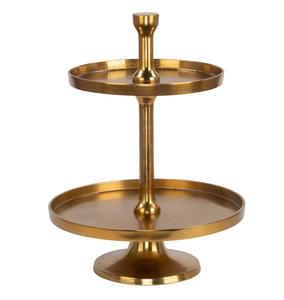 Support à gâteau à deux niveaux en acier inoxydable avec poignée annulaire pour servir des desserts et une tour de cupcakes, idéal pour les mariages et les anniversaires - Product Image 3
