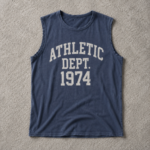 Men's Raw Edge Sleeveless Streetwear Shirt Distressed Vintage Wash Workout Muscle Tee Custom Men's Vintage Washed Tank Top - Product Image 1