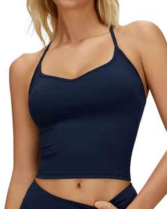 Custom Women Navy Blue Black Contrast Sports <b>Bra</b> And High Waist Leggings Set <b>Stretch</b> Yoga Fitness Gym Wear Custom OEM Wholesale - Product Image 1