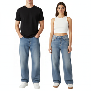 Pantalones vaqueros unisex de talla personalizada y color personalizado con lavado a la piedra y lavado a la arena. - Product Image 2