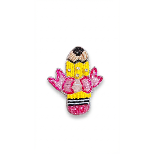 Patch brodé perlé en forme de crayon, motif lunettes, applique à sequins pour vêtements, sacs, accessoires de mode DIY - Product Image 1