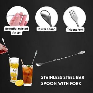 Vente en gros de cuillères à cocktail en acier inoxydable SKI, personnalisables avec logo, écologiques et durables pour la préparation de cocktails à domicile - Product Image 5