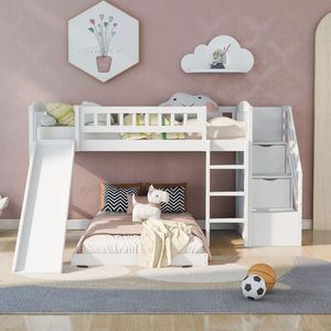 Letto a Castello Bianco con Due Cassetti Scorrevoli per Bambini - Vecchio SKU LT100156AAK - Product Image 2