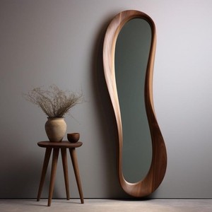 Exceptional Craftmanship Modernist Wooden <b>Wall</b> <b>Mirror</b> <b>Set</b> Artistic Irregular Shape Decorative Frame Design - Product Image 2