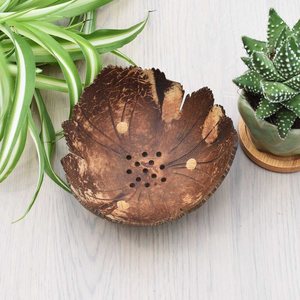 Jabonera de cáscara de coco natural en forma de hoja, bandeja de drenaje de conchas de palma de coco hecha a mano personalizada para jabones de baño de Ducha - Product Image 4