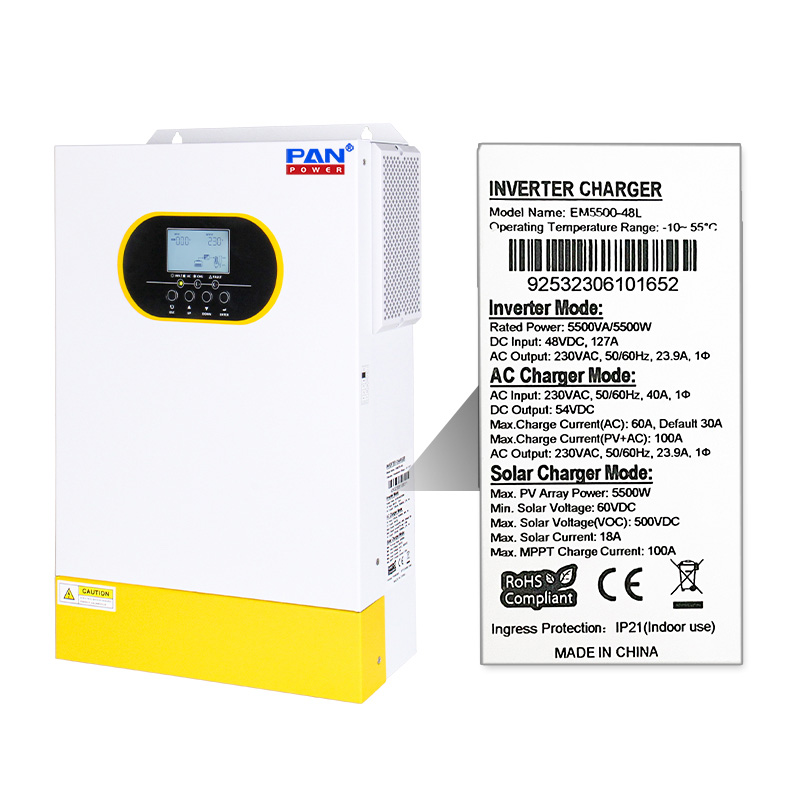 Цена по прейскуранту завода-изготовителя решетки 5.5kva 48vdc 5500 ватт 5.5kw Гибридный солнечный инвертор с pwm со слежением за максимальной точкой мощности